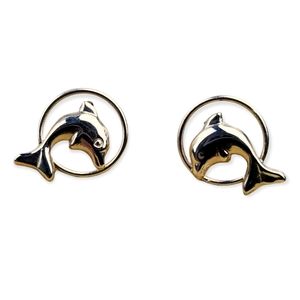 14k Gold Jacmel Dolphin Earrings EUC